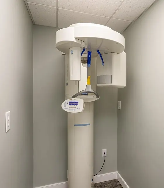 The panoramic x-ray unit in its own room.